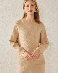 テクスチャードニット柄カシミヤセーター