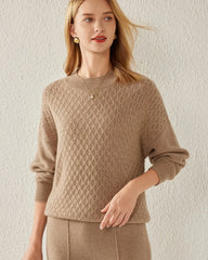 テクスチャードニット柄カシミヤセーター