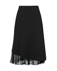 トリアセテート シアーシルクフリルヘムミディスカート