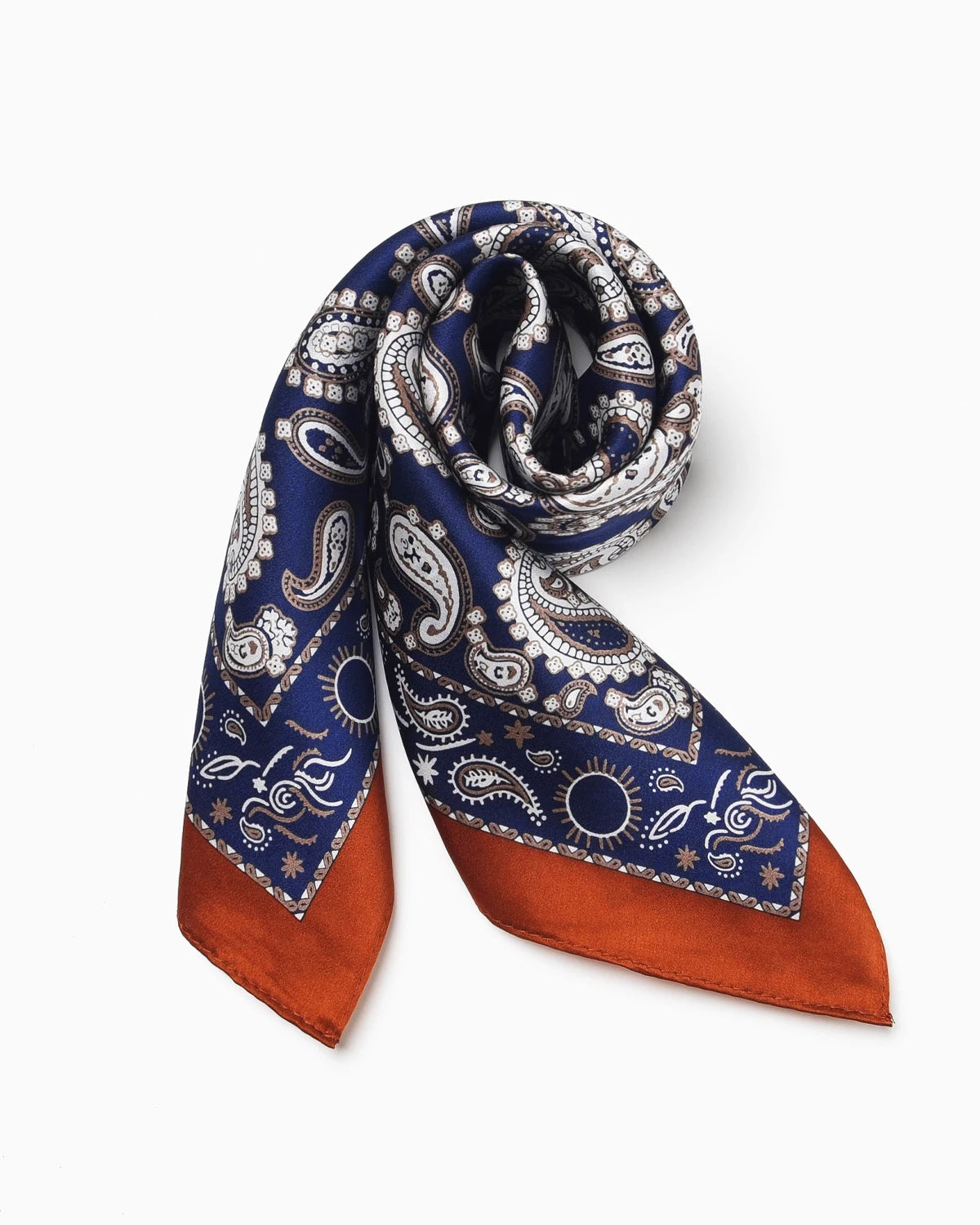 ユニセックス ペイズリー シルクスカーフ 53x53cm