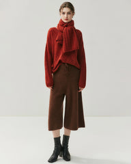 Vネック ケーブル編み シルクカシミヤセーター