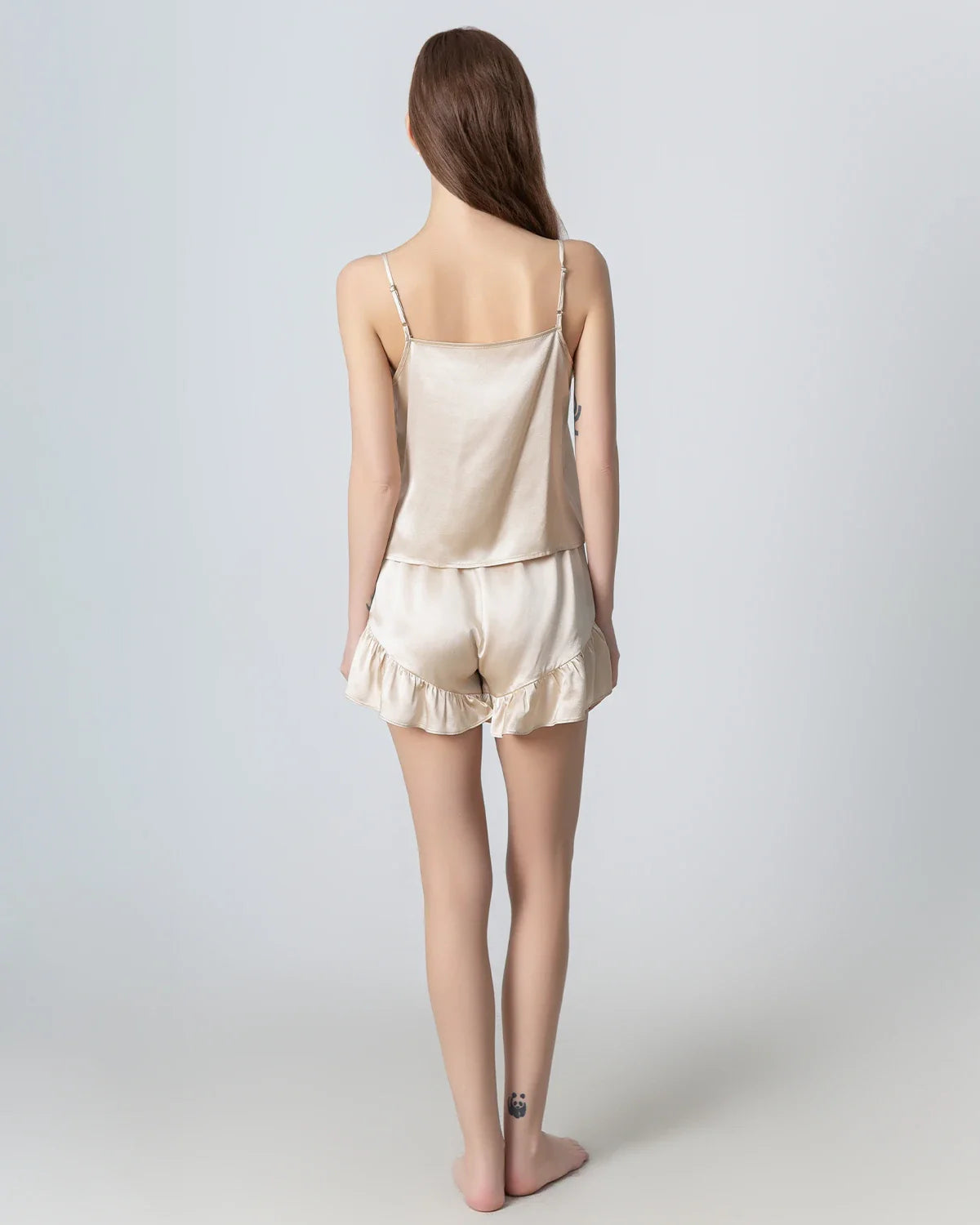 Vネック 前開きタイプ キャミソール シルクパジャマセット