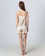 Vネック 前開きタイプ キャミソール シルクパジャマセット