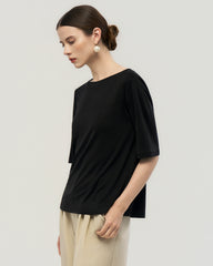 ウォッシャブルシルク ジャージー クルーネックTシャツ