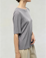 ウォッシャブルシルク ジャージー クルーネックTシャツ