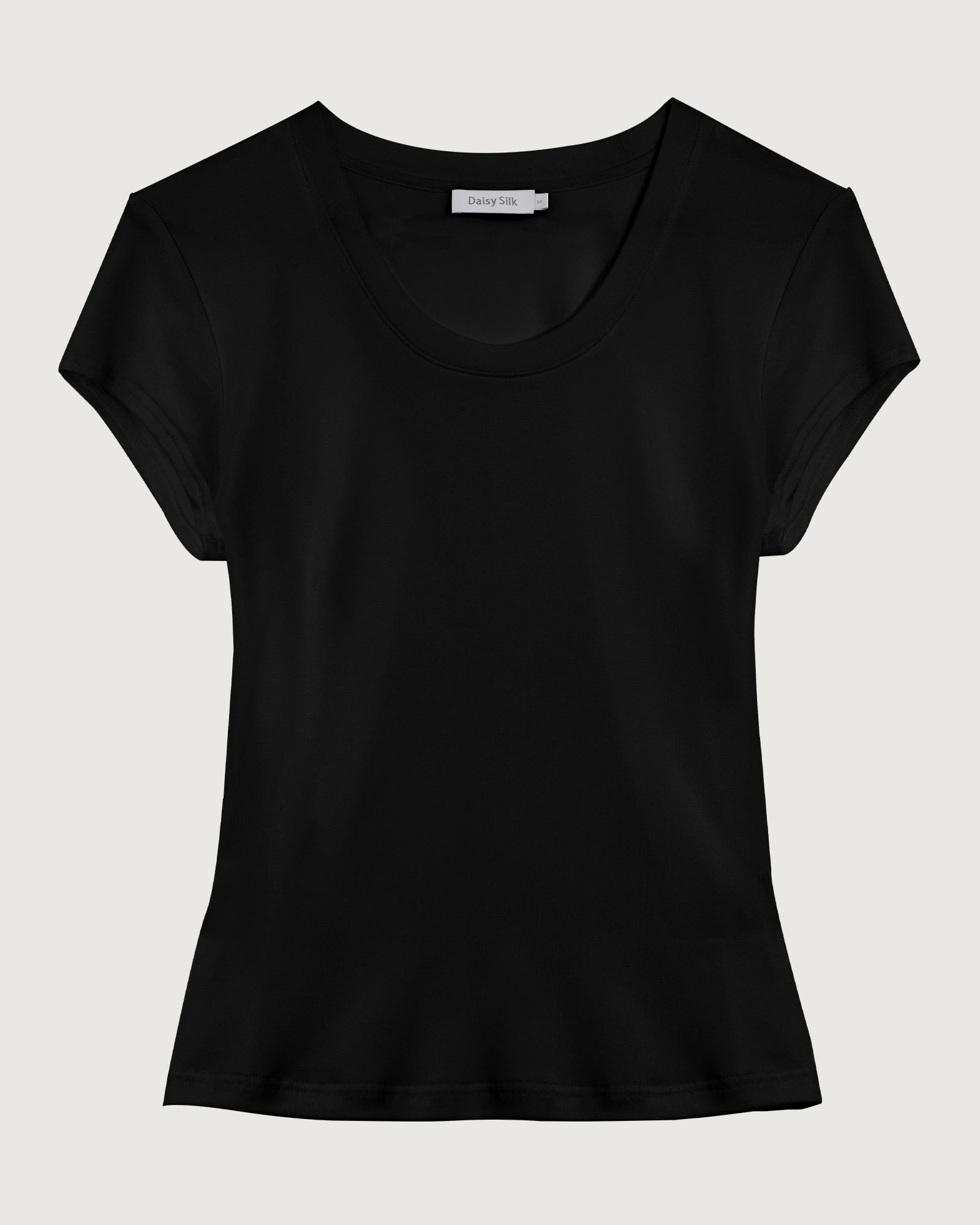 ウォッシャブルシルク ジャージー スクープネック フィットTシャツ