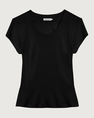 ウォッシャブルシルク ジャージー スクープネック フィットTシャツ