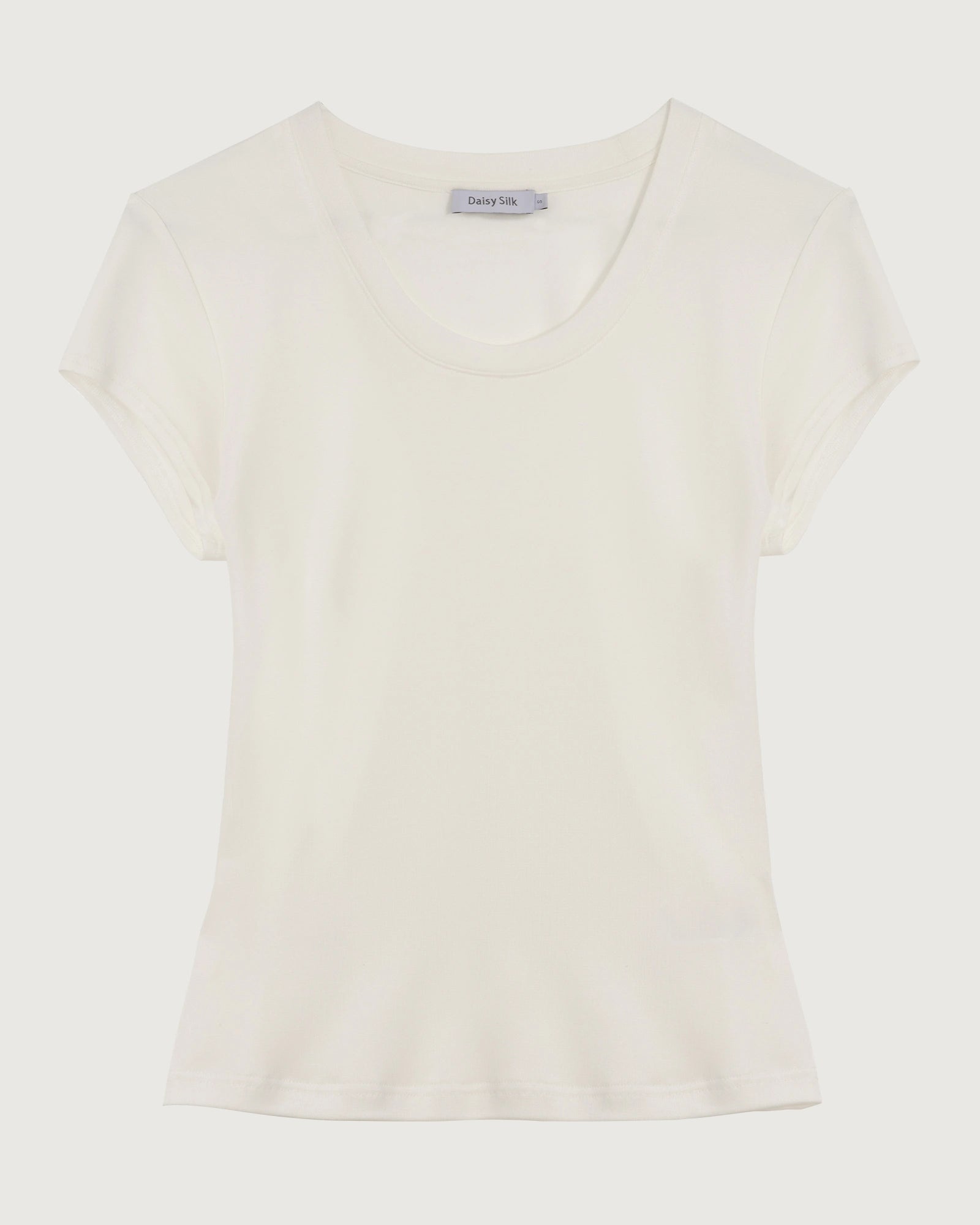 ウォッシャブルシルク ジャージー スクープネック フィットTシャツ
