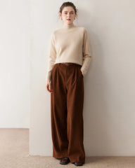 レディース ケーブルトリム ラグラン カシミヤセーター