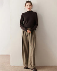 レディース ケーブルトリム ラグラン カシミヤセーター