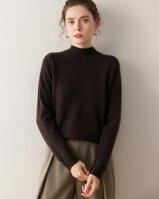 レディース ケーブルトリム ラグラン カシミヤセーター