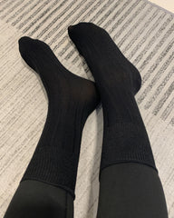 レディース カシミヤ・モダール混 クルー丈ソックス