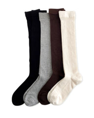 レディース カシミヤモダール混 リブ スラウチーソックス