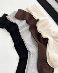 レディース カシミヤモダール混 リブ スラウチーソックス