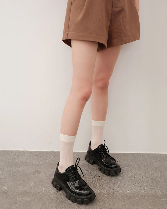 レディース カシミヤ×モダール 直角設計 クルーソックス