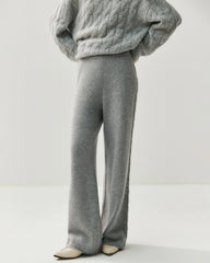 レディース カシミヤウール ワイドレッグ ニットパンツ