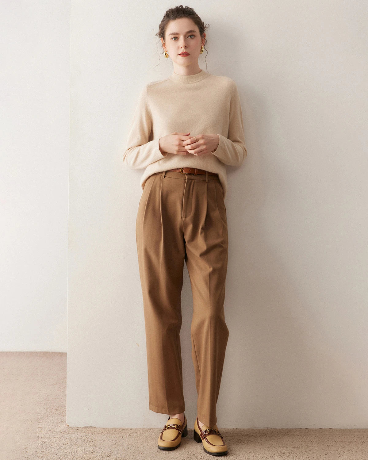 レディース ハーフモックネック カシミヤセーター