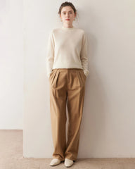 レディース ハーフモックネック カシミヤセーター