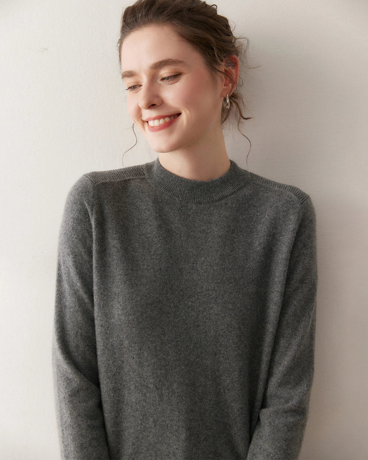 レディース ハーフモックネック カシミヤセーター