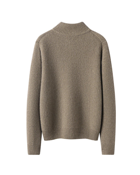 レディース ハーフジップ カシミヤ プルオーバー セーター