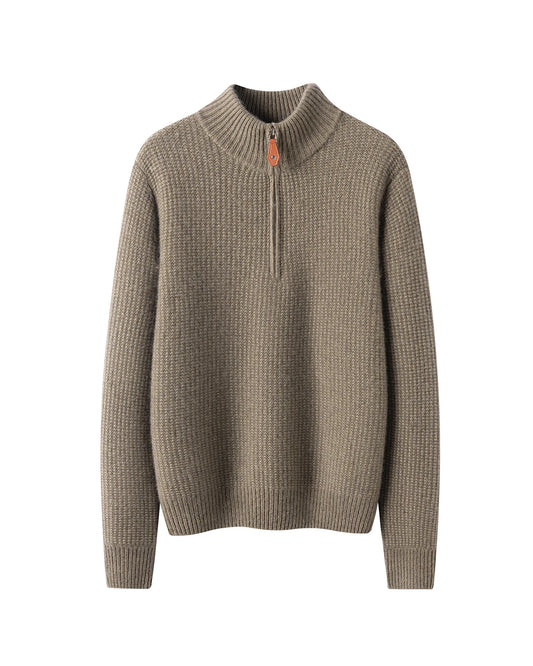 レディース ハーフジップ カシミヤ プルオーバー セーター