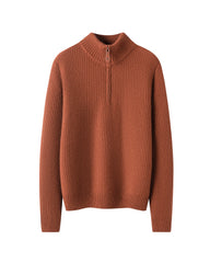 レディース ハーフジップ カシミヤ プルオーバー セーター