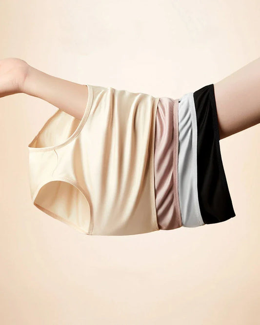 レディース ハイウエスト 桑絹シルクニットショーツ