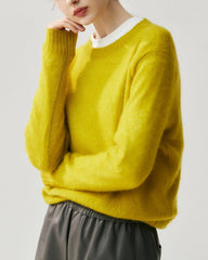 レディース軽量クルーネックカシミヤセーター