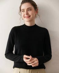 レディース軽量カシミヤモックネックセーター