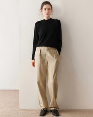 レディース軽量カシミヤモックネックセーター