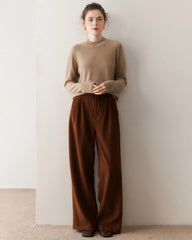 レディース軽量カシミヤモックネックセーター