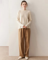 レディース軽量カシミヤモックネックセーター