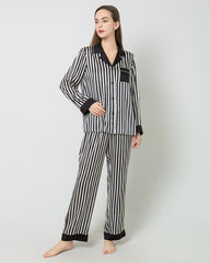 ストライプ柄シルクパジャマセット
