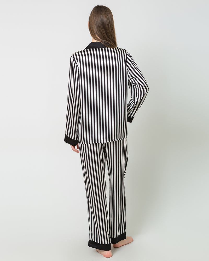 ストライプ柄シルクパジャマセット