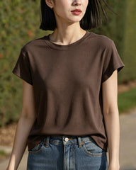 女性用シルクジャージークルーネックTシャツ