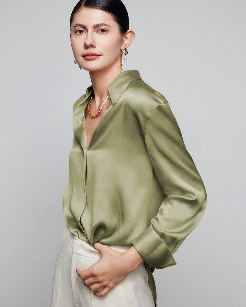 30匁 レディース ゆったりシルクシャツ