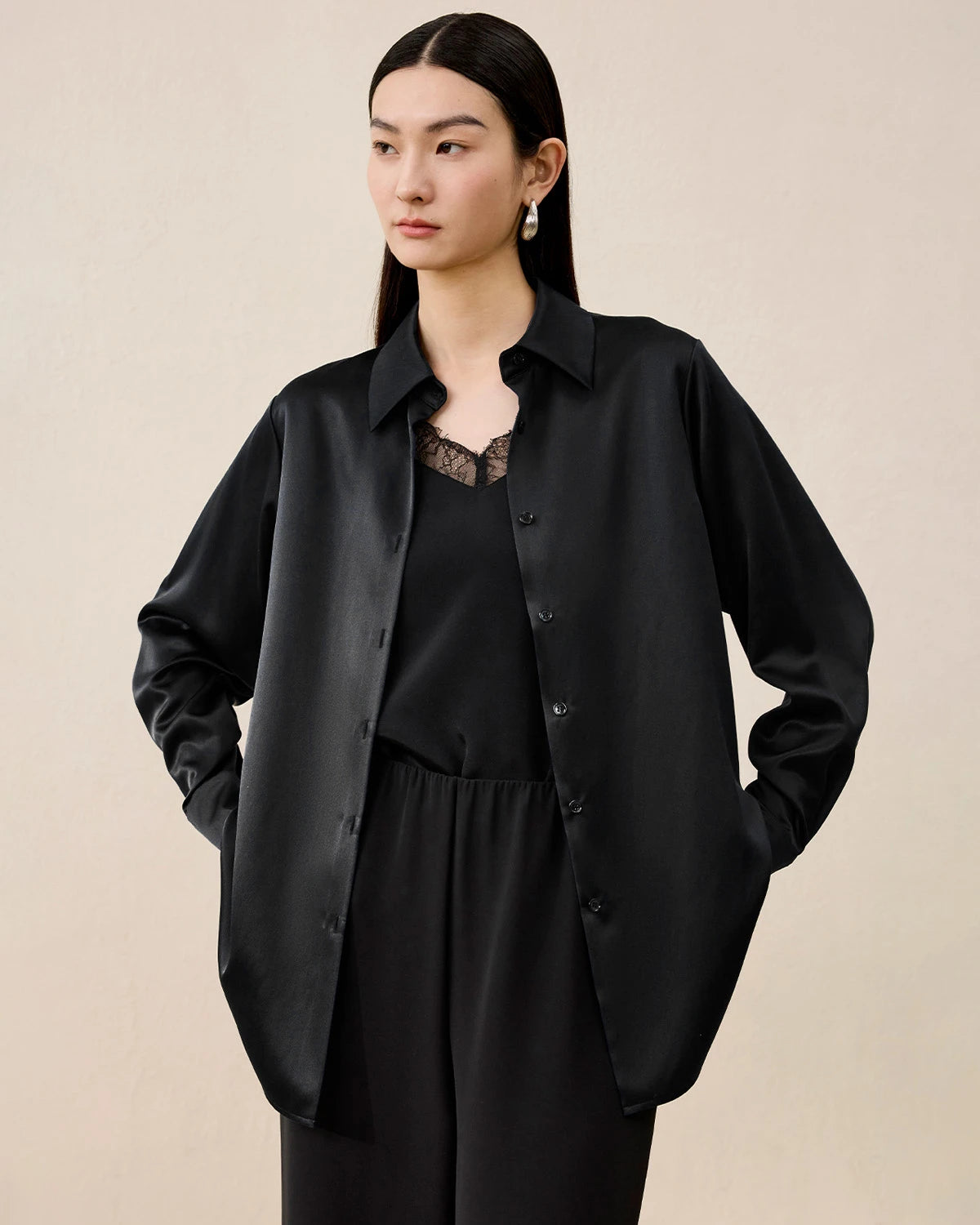 レディース ウォッシャブルシルクブラウス ベーシックスタイル