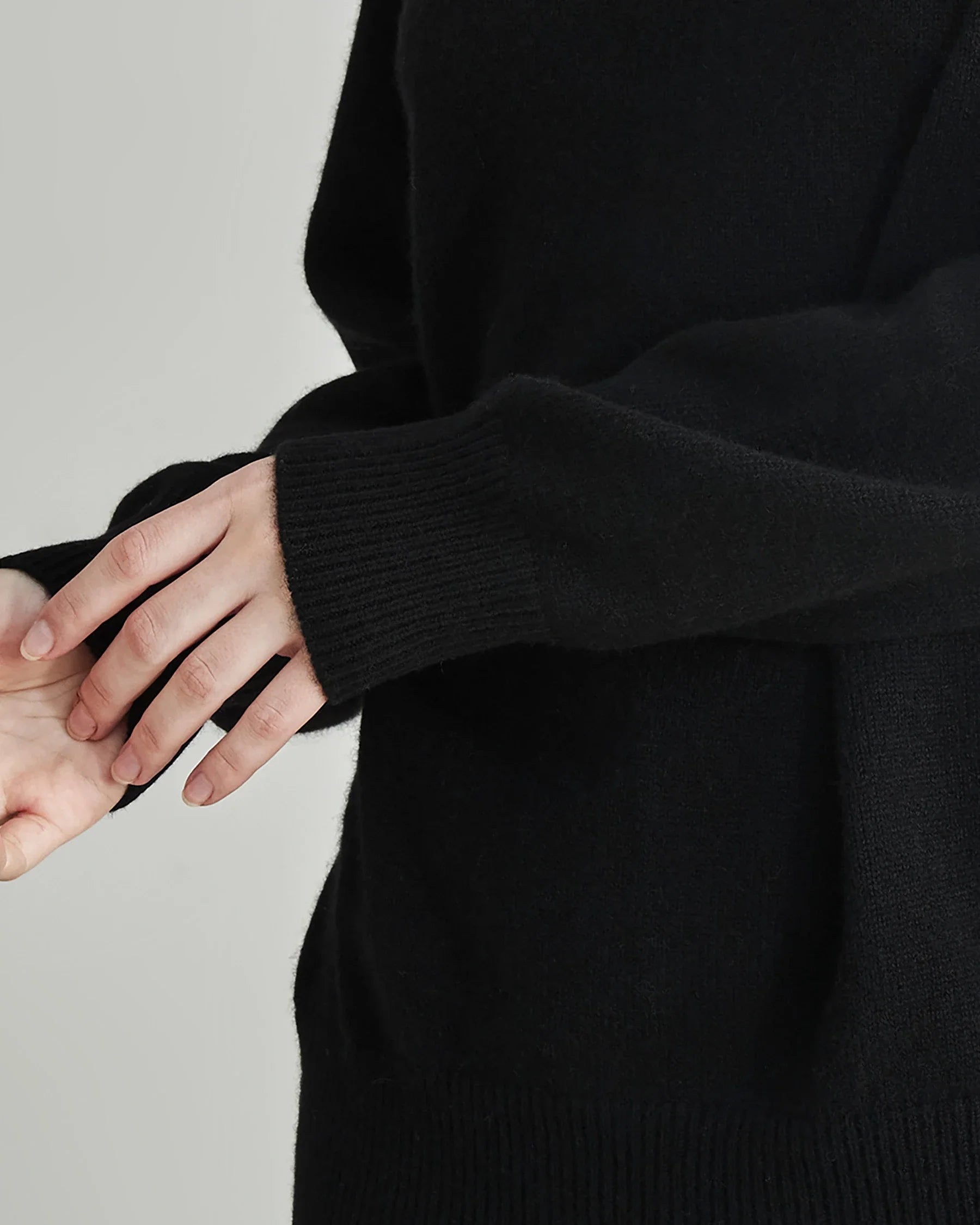 レディースオーバーサイズ タートルネック カシミヤセーター