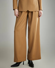 Women's Pleated Wool Wide Leg Pants, Camel