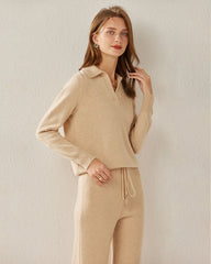 レディース カシミヤ ポロ襟セーター