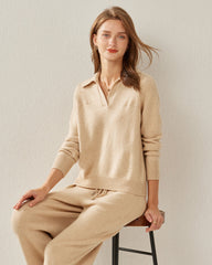 レディース カシミヤ ポロ襟セーター