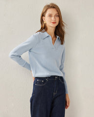 レディース カシミヤ ポロ襟セーター