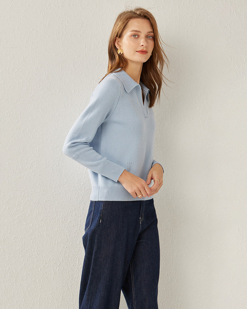 レディース カシミヤ ポロ襟セーター