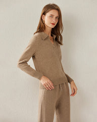 レディース カシミヤ ポロ襟セーター