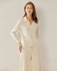 レディース カシミヤ ポロ襟セーター