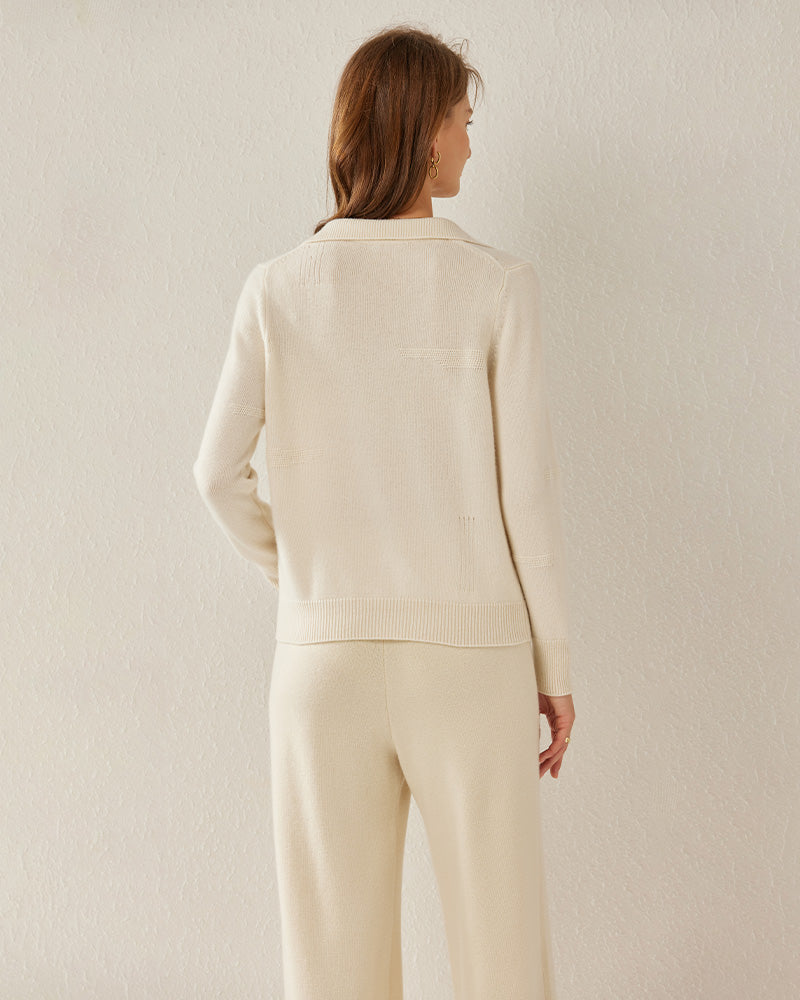 レディース カシミヤ ポロ襟セーター