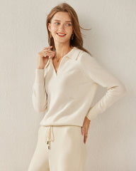 レディース カシミヤ ポロ襟セーター