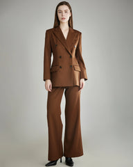 レディース ウール ダブルブレスト ブレザー