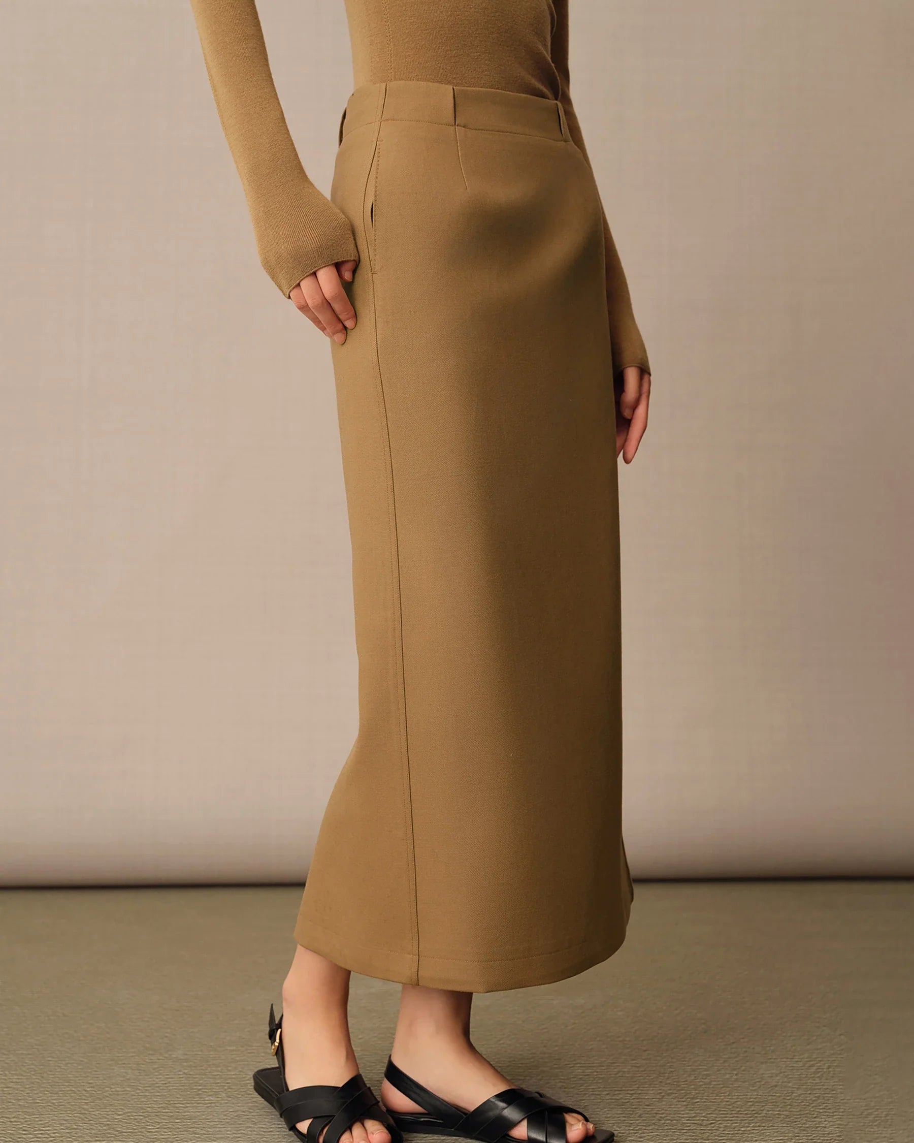 女性用ロングウールペンシルスカート