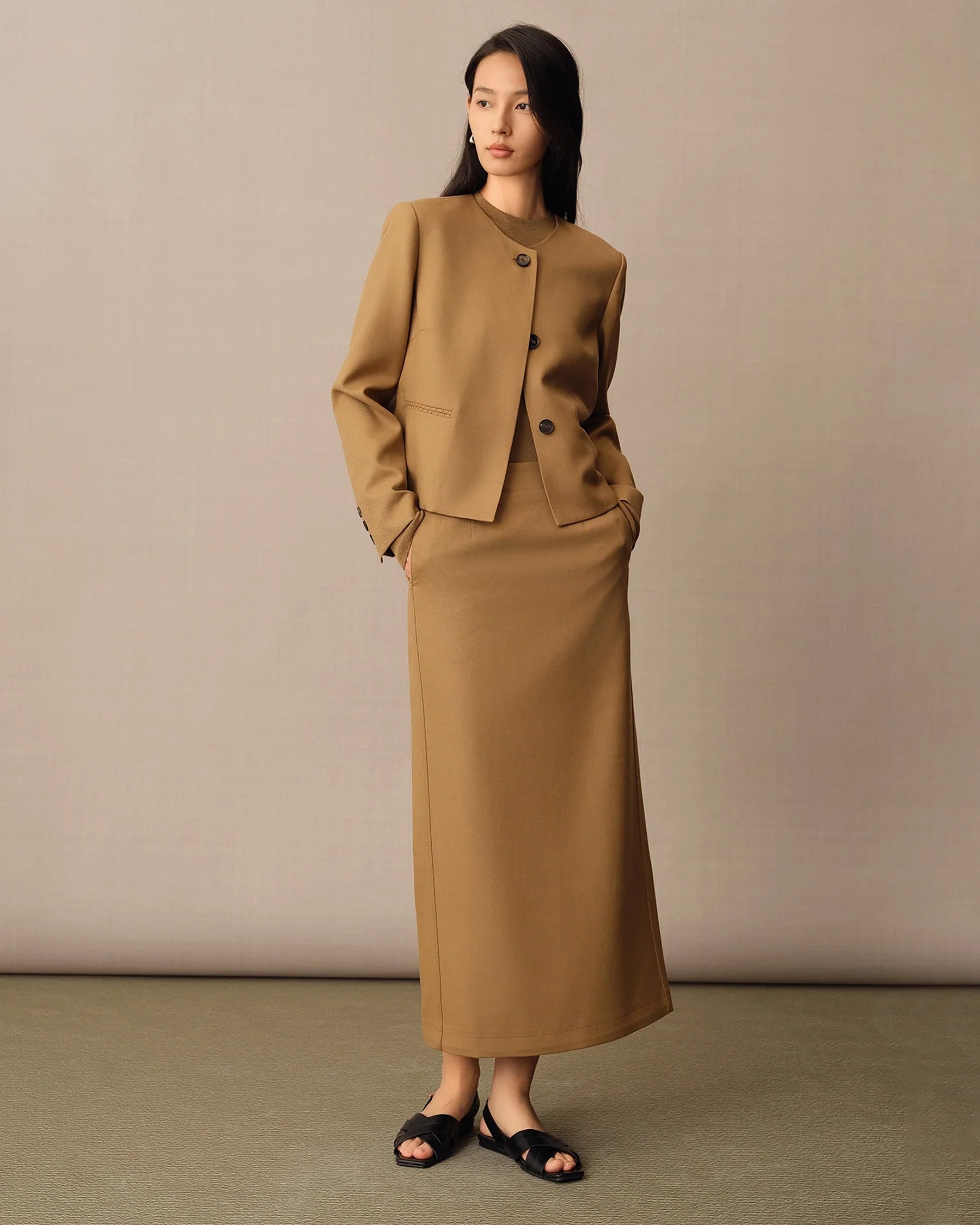 女性用ロングウールペンシルスカート